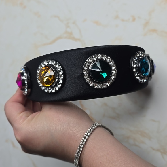 Kurt Geiger Black Jewel-Embellished Headband Oversized Multicolor